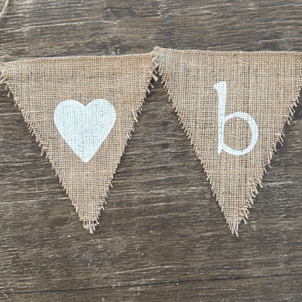 Burlap 'Bebe' Banner with White Hearts - Picture 3 of 8